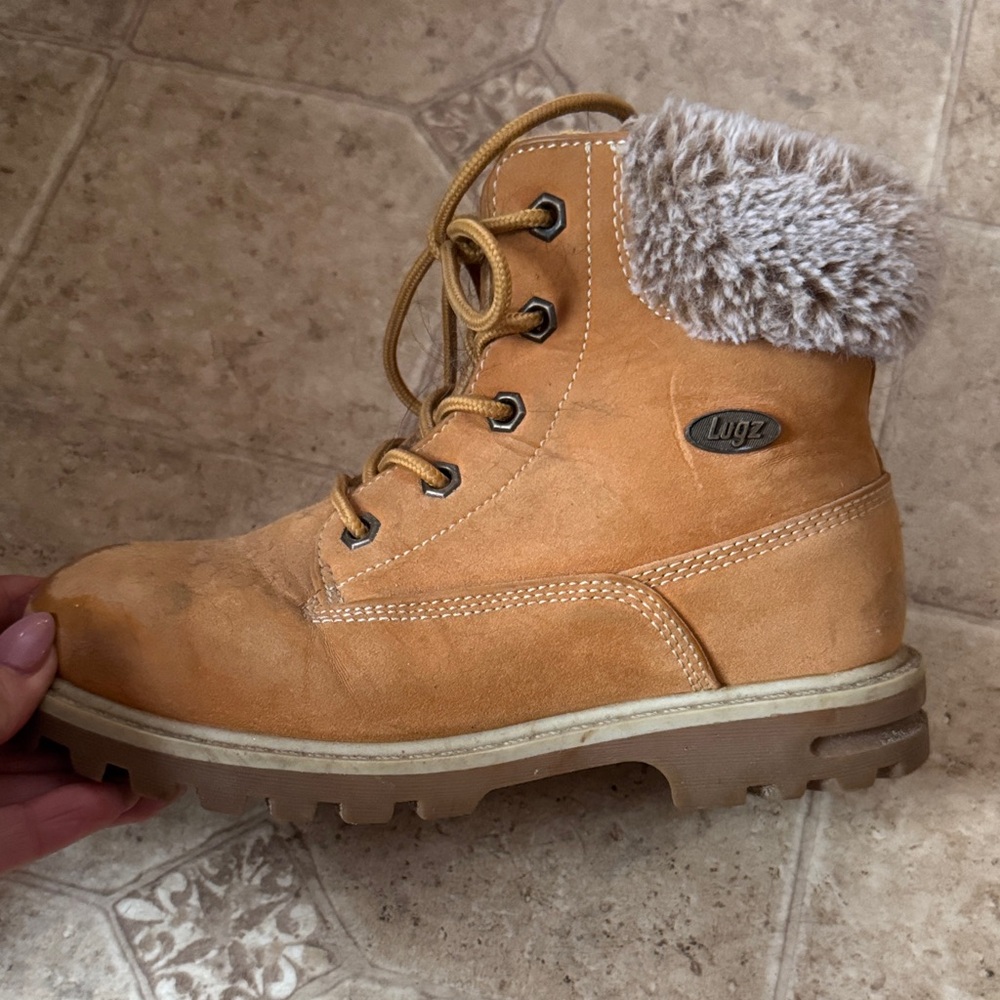 Lugz Brown Boots with Fur Collar - Picture 2 of 4